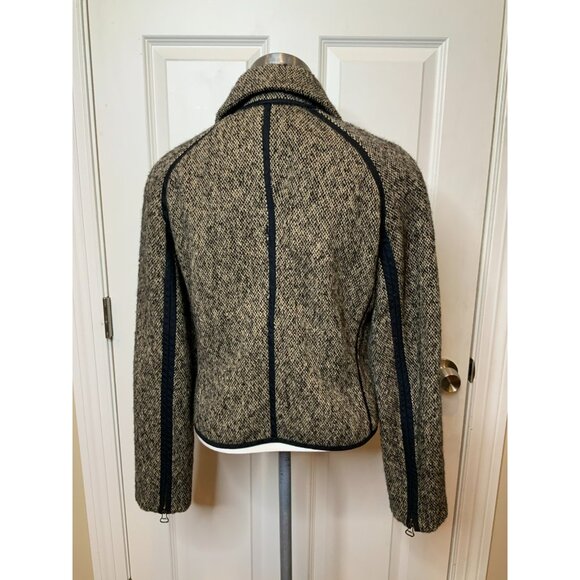Lanvin Black Gray Tweed Mohair Wool Blend Zip-Up Moto Jacket Fringe Size 38 | 6 - Picture 4 of 7